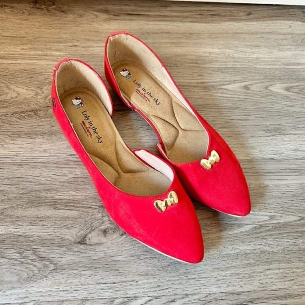 Loly in the Sky x Hello Kitty Red Suede Loafer Flats Size 5 NEW - Picture 10 of 10